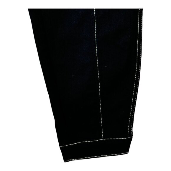 Something Navy Pants Women 4 Black White Contrast Stitching Denim Ankle Jeans - Picture 6 of 10